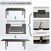 Outdoor Expandable Metal Table for 6-8 People