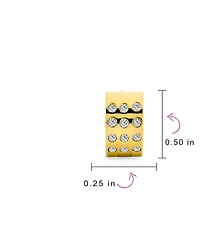 Bling Jewelry Channel Set 3 Row Cubic Zirconia Cz Wide Mini Hoop Huggie Earrings Silver Black Rose Yellow Gold Plated Steel Stainless