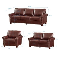 Streamdale Furniture Living Room Sofa With Storage Sofa 1+2+3 Sectional Burgundy Faux Leather