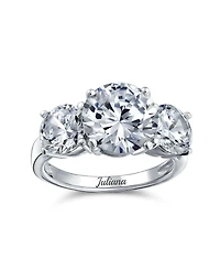 Bling Jewelry 3CTW Cz Past Present Future Three Stone Promise Ring Round Solitaire Cut Cubic Zirconia .925 Sterling Silver