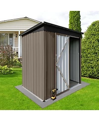 Streamdale Metal Garden Sheds 5FT 4FT Outdoor Storage Sheds Brown + Black