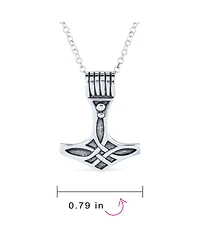 Bling Jewelry Amulet Celtic Knot Hammer Pendant Necklace For Women Oxidized Sterling Silver
