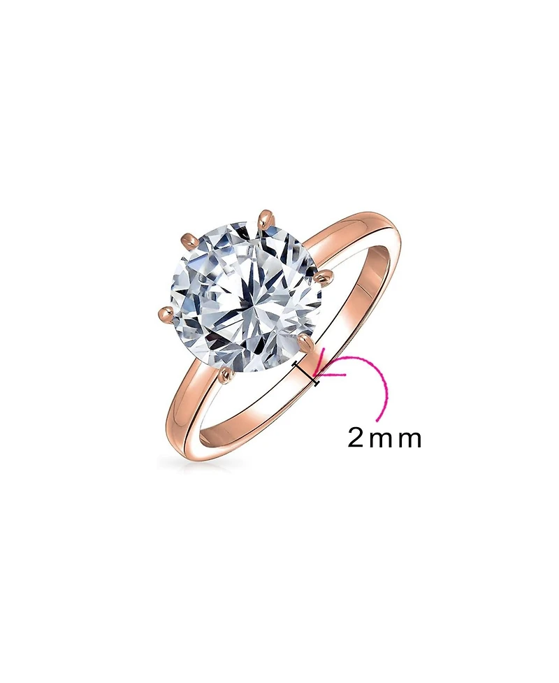 Bling Jewelry Classic Timeless Cubic Zirconia 3CT Cz 6 Prong Setting Round Solitaire Promise Ring Thin Band Sterling Silver