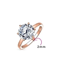 Bling Jewelry Classic Timeless Cubic Zirconia 3CT Cz 6 Prong Setting Round Solitaire Promise Ring Thin Band Sterling Silver