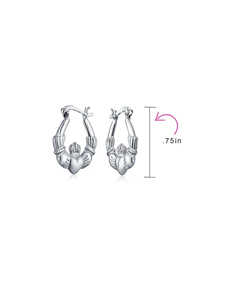 Bling Jewelry Bff Love Lightweight Heart Celtic Irish Friendship Claddagh Hoop Earrings Sterling Silver Inch Diameter