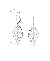 Bling Jewelry Large Tribal Nature Style Lightweight Open Leaf Feather Drop Dangle Lever Back Earrings Sterling Silver
