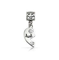 Bling Jewelry Bff Ladybug Heart Dangle Charm Bead for Aunt Niece Sterling Silver Fits Bracelet