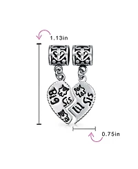 Bling Jewelry Bff Sis Little Sis Heart Charm Bead Sterling Silver for European Bracelet