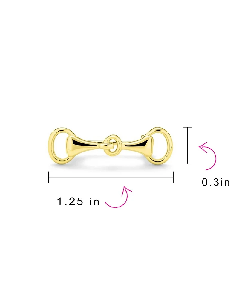Bling Jewelry Equestrian Gift Double Bit Horse Snaffle Brooche Pin 14K Gold Plated Silver