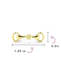 Bling Jewelry Equestrian Gift Double Bit Horse Snaffle Brooche Pin 14K Gold Plated Silver
