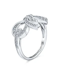 Bling Jewelry Holiday Party Cubic Zirconia Pave Cz Ribbon Band Bow Ring Sterling Silver