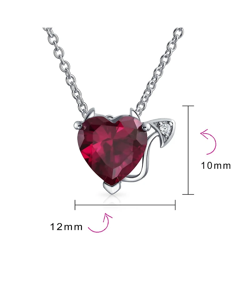 Bling Jewelry Promise Valentine Cubic Zirconia Red Cz Devil Heart Pendant Necklace Sterling Silver