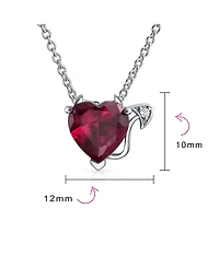 Bling Jewelry Promise Valentine Cubic Zirconia Red Cz Devil Heart Pendant Necklace Sterling Silver