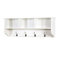Streamdale Furniture White Entryway Wall Mounted Coat Rack With 4 Dual Hooks Living Room Wooden Storage Shelf