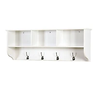 Streamdale Furniture White Entryway Wall Mounted Coat Rack With 4 Dual Hooks Living Room Wooden Storage Shelf