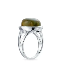 Bling Jewelry Oval Cabochon Bezel Natural Stone Split Shank Boho Statement Ring Sterling Silver