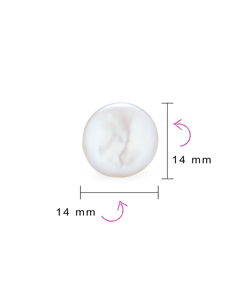 Bling Jewelry Baroque Irregular Round Coin Shaped White Biwa Coin Freshwater Cultured Pearl Stud Earrings Sterling Silver