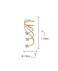 Bling Jewelry Triple Spiral Cz Curved Crawlers Ear Cuff Cartilage Earrings 14K Gold Plated Silver