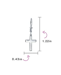 Bling Jewelry Minimalist Religious Cross Dangle Earrings 14K Gold Plated Sterling Silver