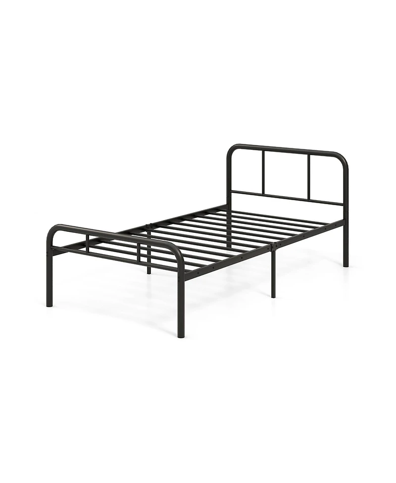 Modern Metal Platform Bed with Headboard and Footboard
