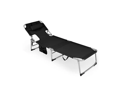 Slickblue Folding Beach Lounge Chair with Pillow for Outdoor