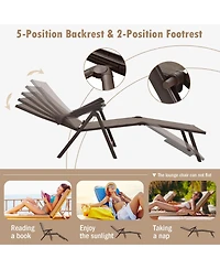 Slickblue Patio Foldable Chaise Lounge Chair with Backrest and Footrest