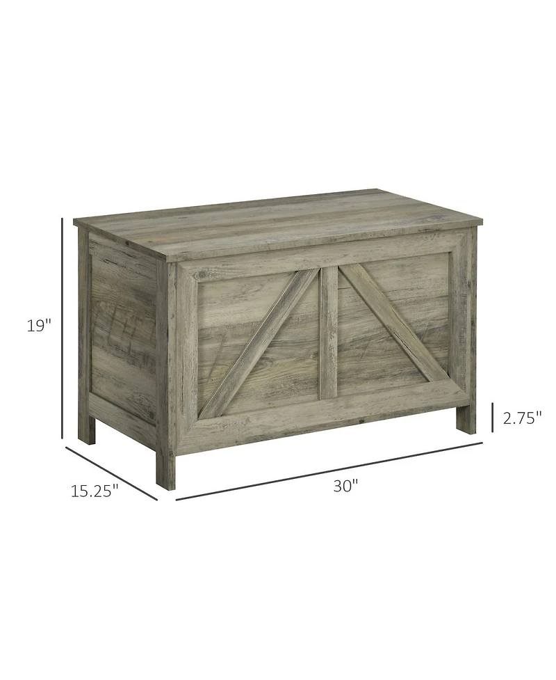 Farmhouse Storage Chest with Safety Hinge, Gray