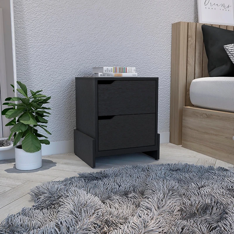 Streamdale Haines Nightstand With 2-Drawers, End Table Sturdy Base