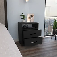 Streamdale Furniture Nightstand Olivenza, Two Drawers, Black Wengue Finish