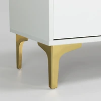 Streamdale White Tv stand with Led lights and gold legs