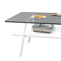 Streamdale Modern Gray Glass Coffee Table
