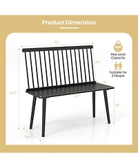 Entryway Bench for 2 Windsor Rubber Wood Dining Bench with Spindle Back