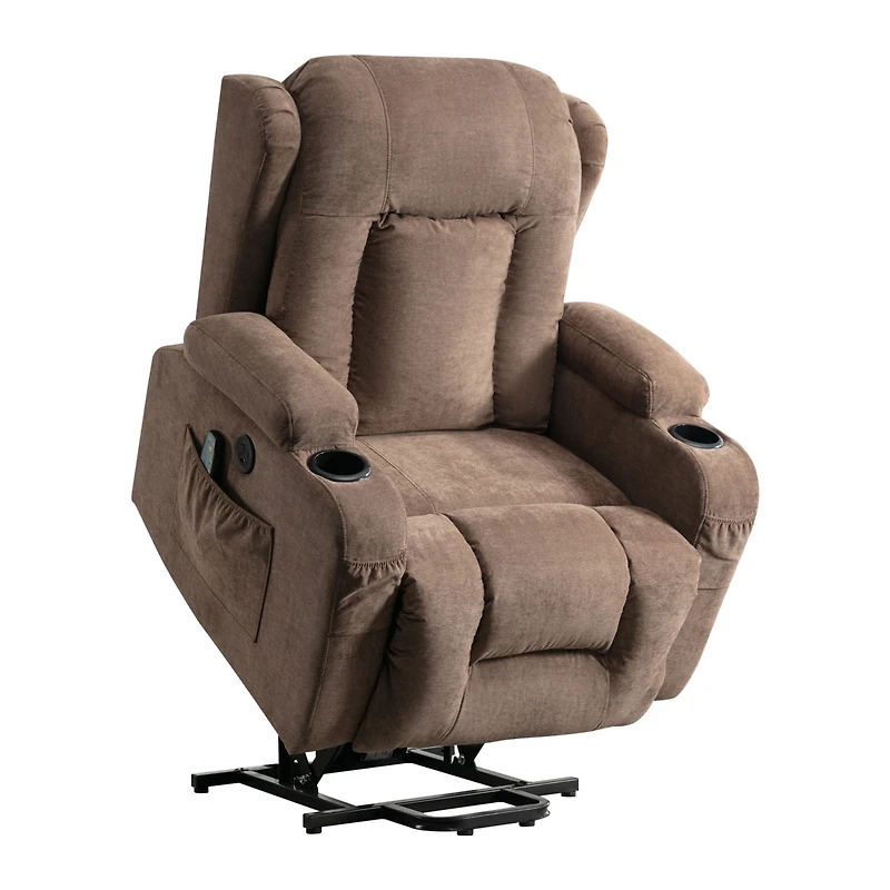 Streamdale Brown Power Lift Recliner Chair with Heat, Massage & Usb Port