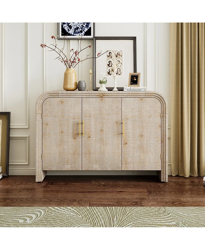 Streamdale Minimalist Curved Sideboard with Gold Handles