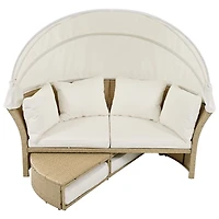 Outdoor Wicker Daybed with Canopy & Pillows