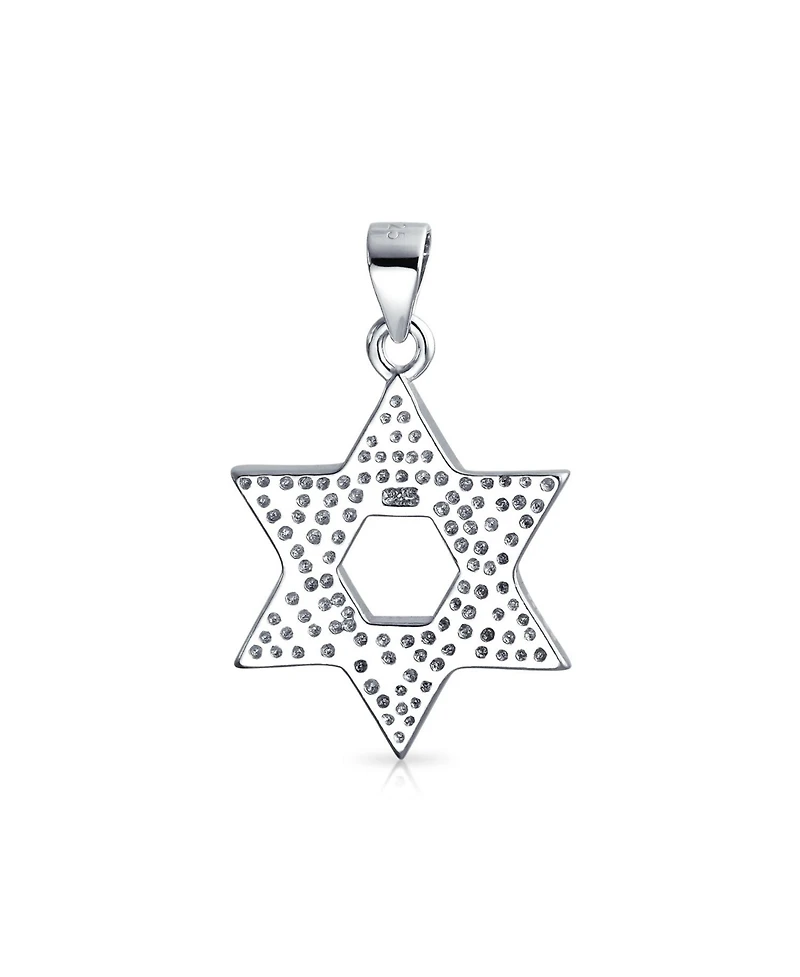 Bling Jewelry Hanukkah Magen Judaic White Synthetic Opal Inlay Star Of David Pendant Necklace Bat Mitzvah Sterling Silver