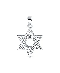 Bling Jewelry Hanukkah Magen Judaic White Synthetic Opal Inlay Star Of David Pendant Necklace Bat Mitzvah Sterling Silver