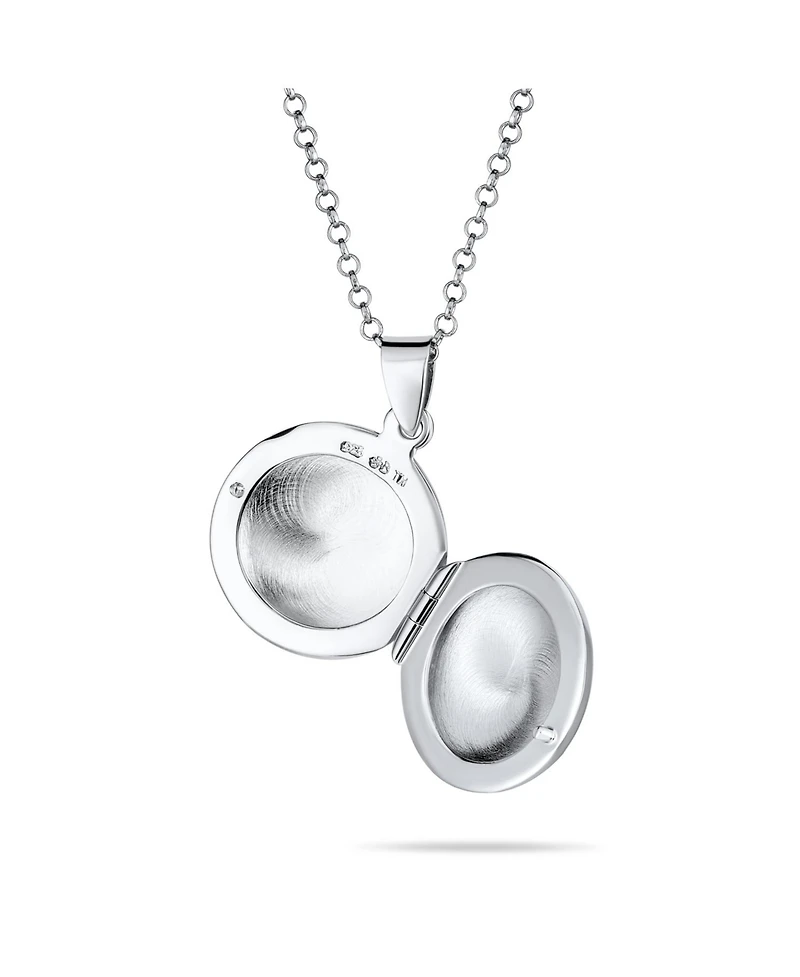 Bling Jewelry Simple Dome Round Circle Photo Lockets That Hold Pictures Silver Locket Necklace Pendant