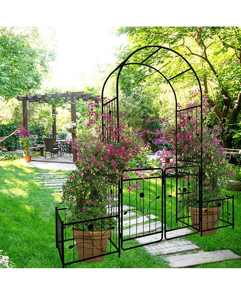 Streamdale Furniture Metal Garden Arch with Gate, 79.5" W x 86.6" H