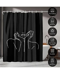 71x74 Abstract Shower Curtain - Thinking Black by Martina