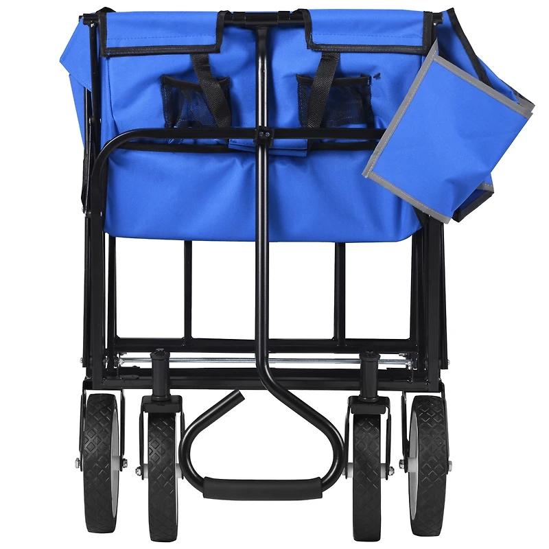 Folding Wagon Garden Shopping Beach Cart (Blue)