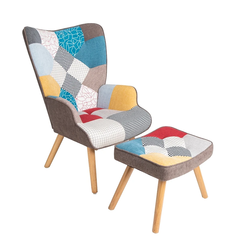 Streamdale Spliced Accent Chair and Ottoman Set