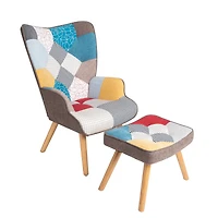 Streamdale Spliced Accent Chair and Ottoman Set