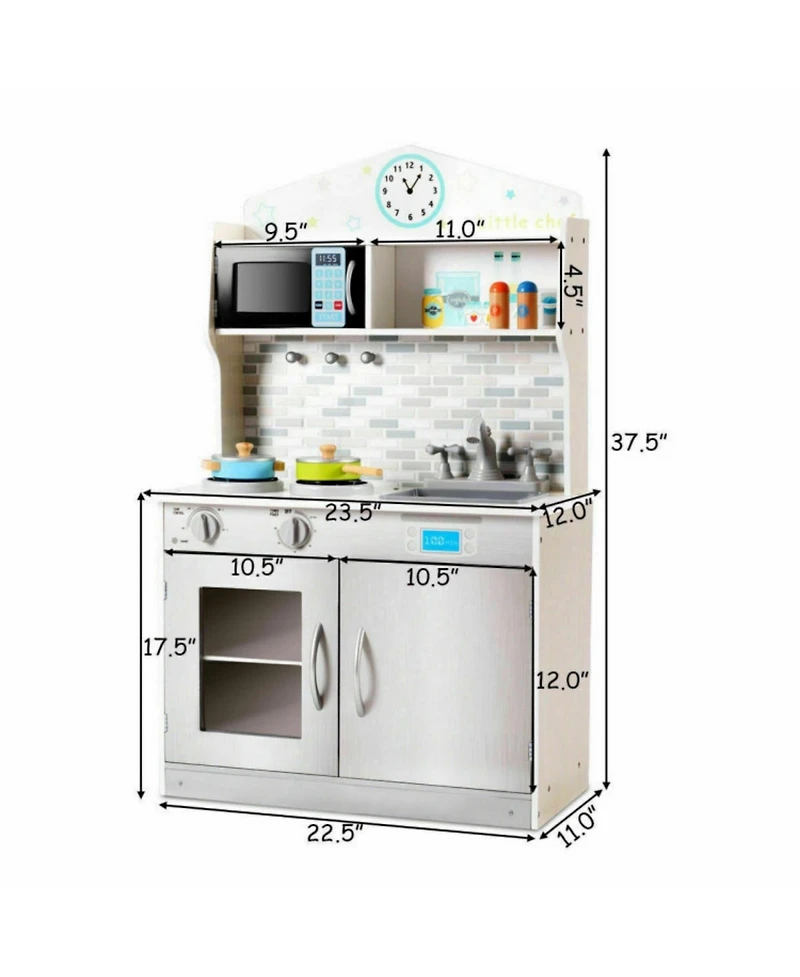 Sugift Kid's Wooden Pretend Cooking Play Kitchen Set