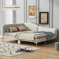 Streamdale Upholstered Full-Size Daybed with Armrest