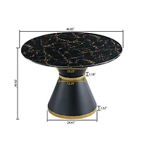 Black Marble Round Dining Table - Gold Base