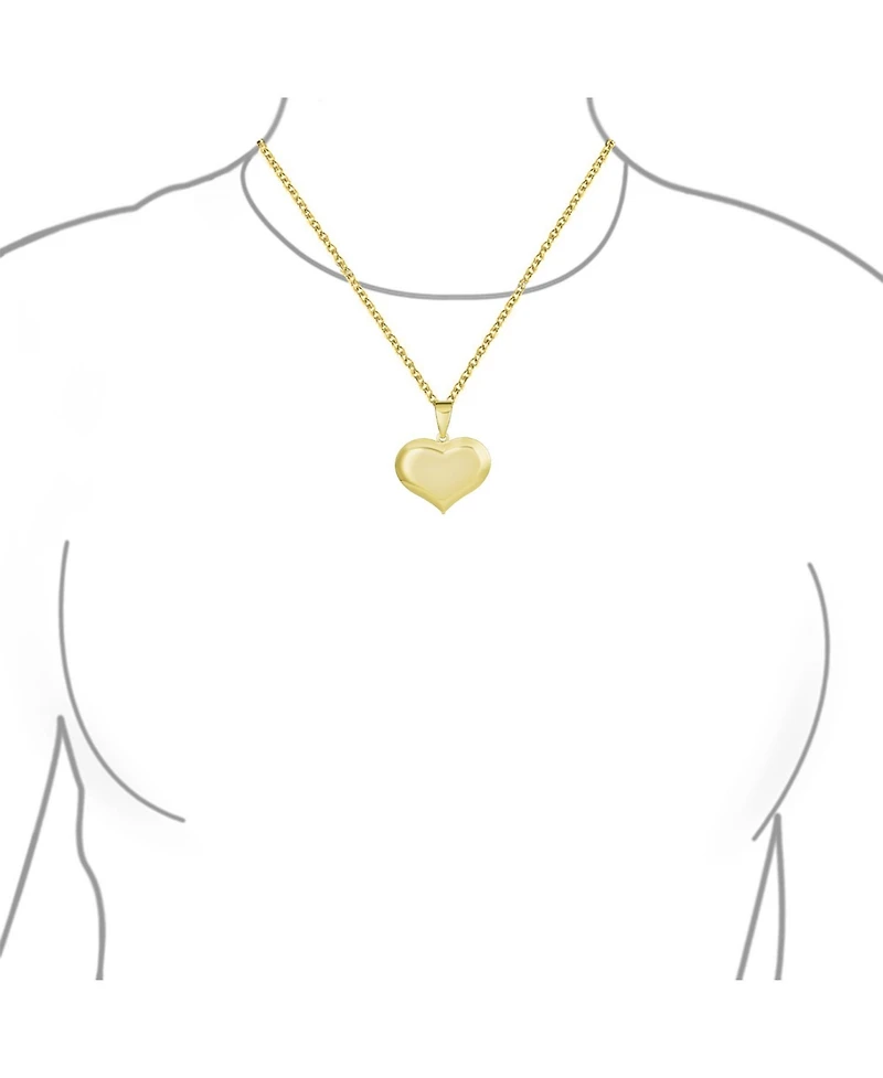 Bling Jewelry Simple Plain Large Heart Shape Pendant Necklace Gold Plated