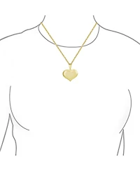 Bling Jewelry Simple Plain Large Heart Shape Pendant Necklace Gold Plated
