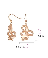 Bling Jewelry Garden Animal Pet Reptile Egyptian Serpent Simple Snake Dangling Earrings Fish Hook Wire Rose Plated Sterling Silver