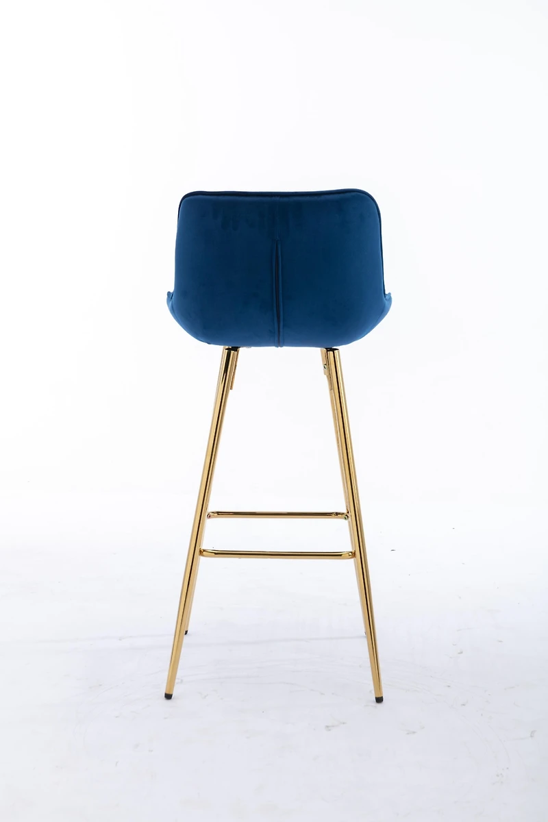 Streamdale Golden Velvet Bar Stools with Chrome Footrest